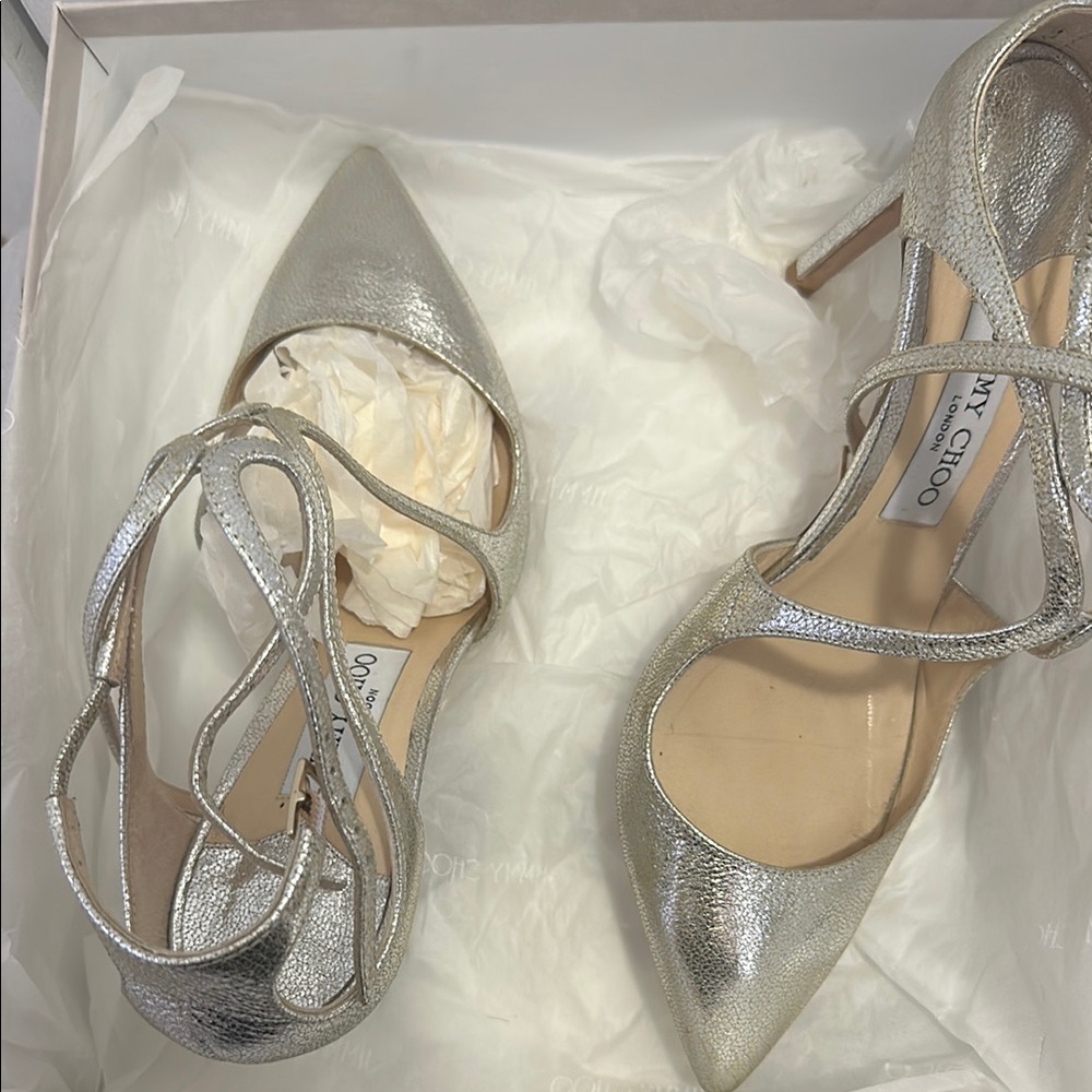 Jimmy Choo Silver Stiletto Heels - Picture 4 of 5